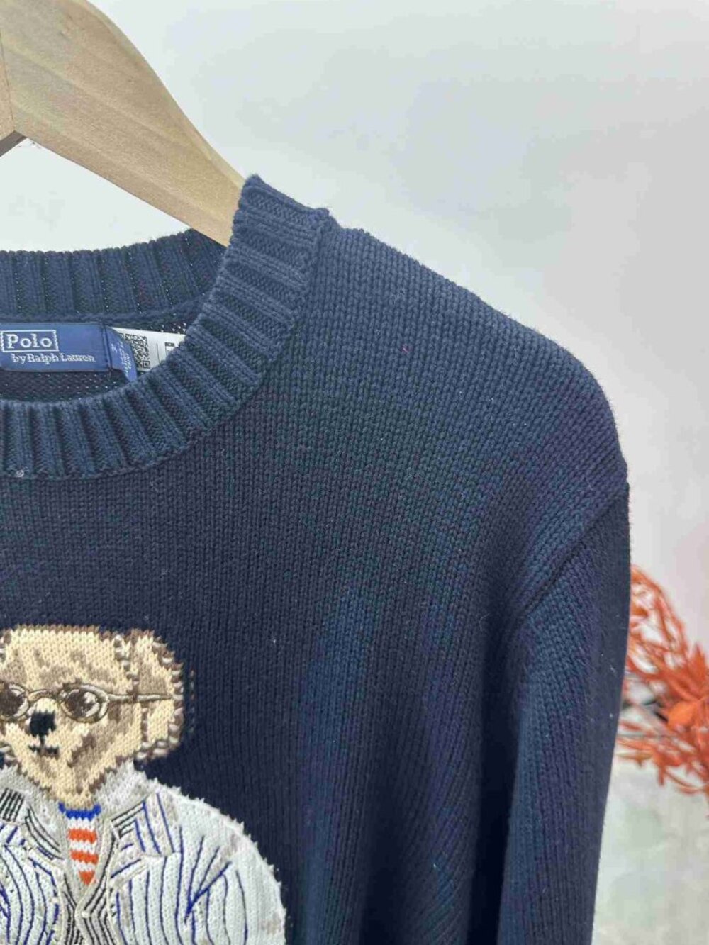 Polo Ralph Lauren Navy Pullover Sweater Tourist Polo Bear Graphic - Picture 3 of 8